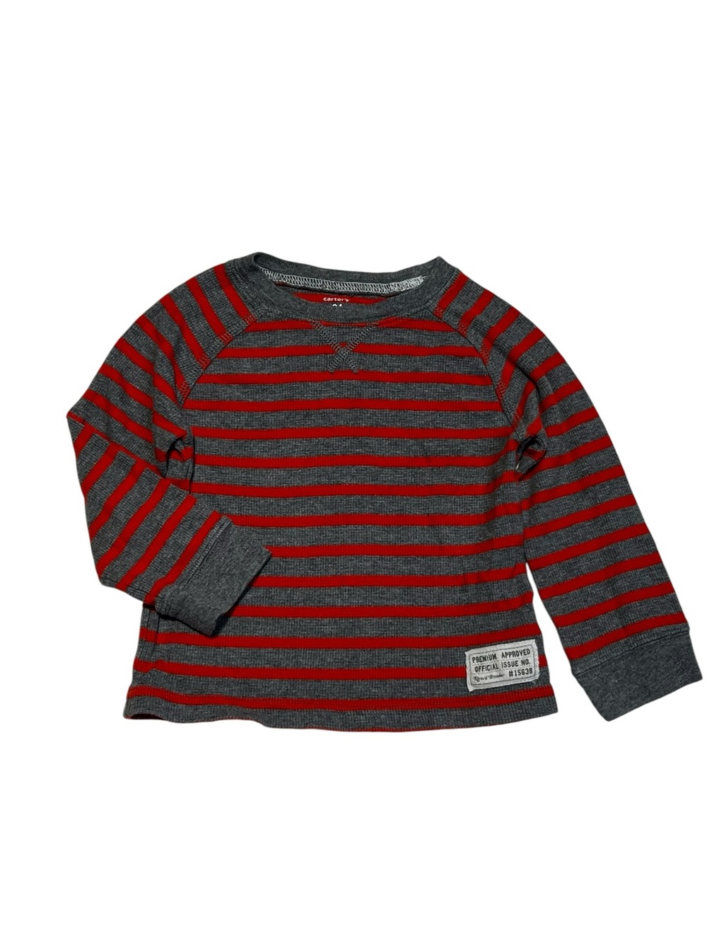 Carter's Gray & Red Striped Long-Sleeve Tee